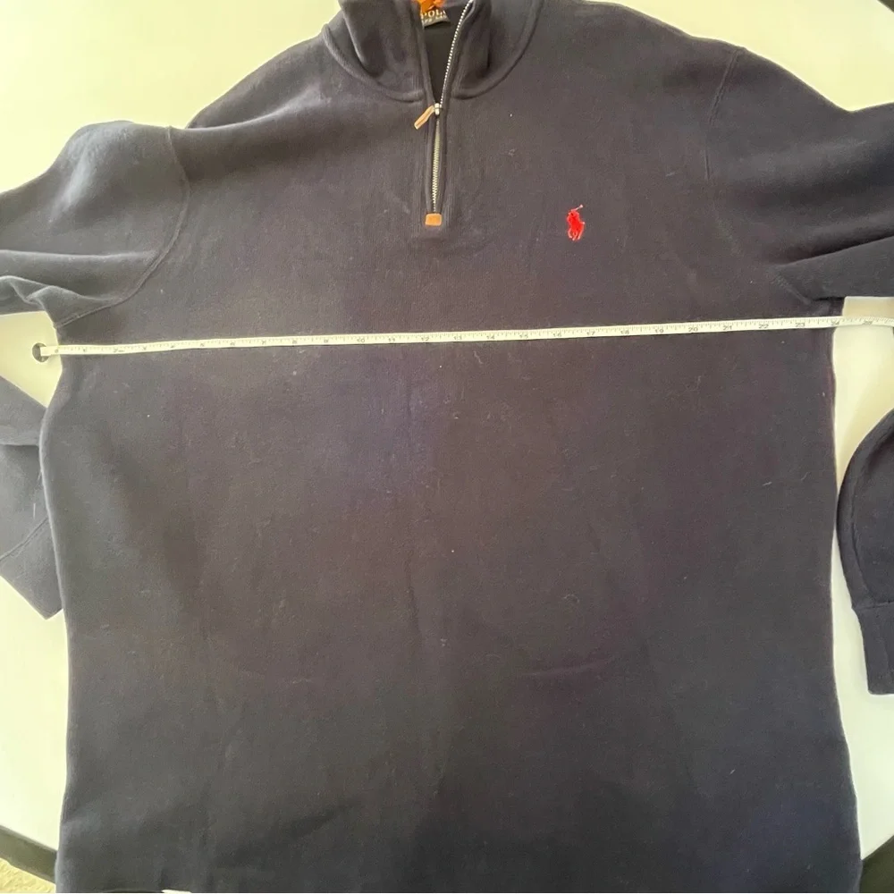Polo by Ralph Lauren Navy Quarter-Zip Pullover Red Pony Size Large